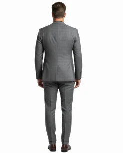 Raphael Gray Plaid Classic Fit Notch Lapel Two Button 3 Piece Suit