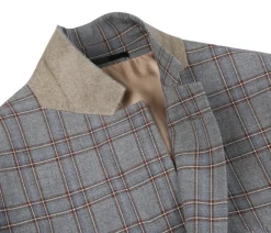 Raphael Grey Windowpane Check Slim Fit Stretch Notch Lapel Two Button Suit