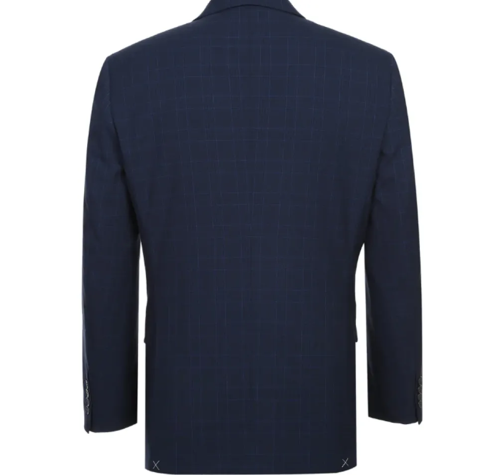 Raphael Marine Blue Windowpane Check Classic Fit Two Button Suit