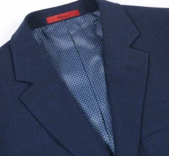 Raphael Marine Blue Windowpane Check Classic Fit Two Button Suit