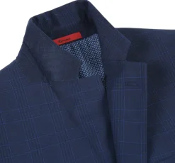 Raphael Marine Blue Windowpane Check Classic Fit Two Button Suit