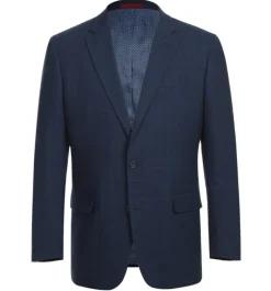Raphael Marine Blue Windowpane Check Classic Fit Two Button Suit