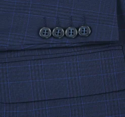 Raphael Marine Blue Windowpane Check Classic Fit Two Button Suit