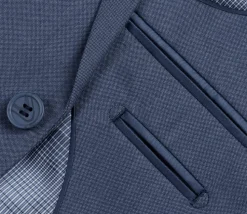 Raphael Medium Blue Textured Slim Fit Notch Lapel Two Button Suit