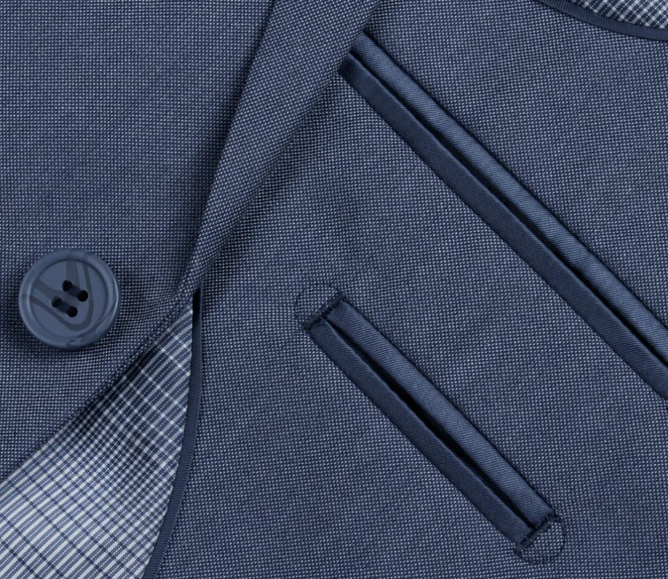 Raphael Medium Blue Textured Slim Fit Notch Lapel Two Button Suit