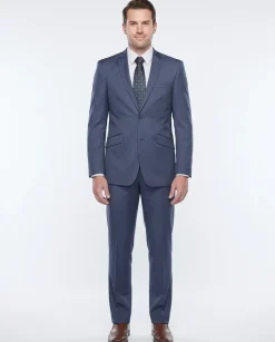 Raphael Medium Blue Textured Slim Fit Notch Lapel Two Button Suit