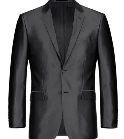 Raphael Men’s Black Sharkskin Classic Fit Notch Lapels Two Button Blazer