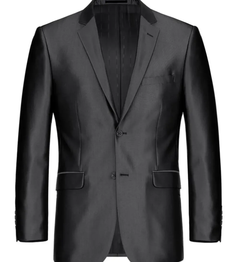 Raphael Men’s Black Sharkskin Classic Fit Notch Lapels Two Button Blazer