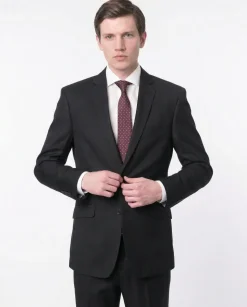Raphael Men's Black Slim Fit Notch Two Button Suit