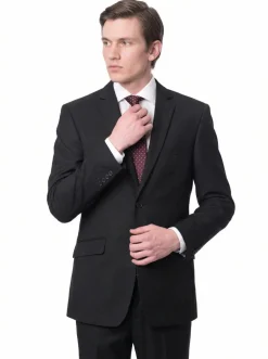 Raphael Men's Black Slim Fit Notch Two Button Suit