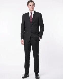 Raphael Men's Black Slim Fit Notch Two Button Suit