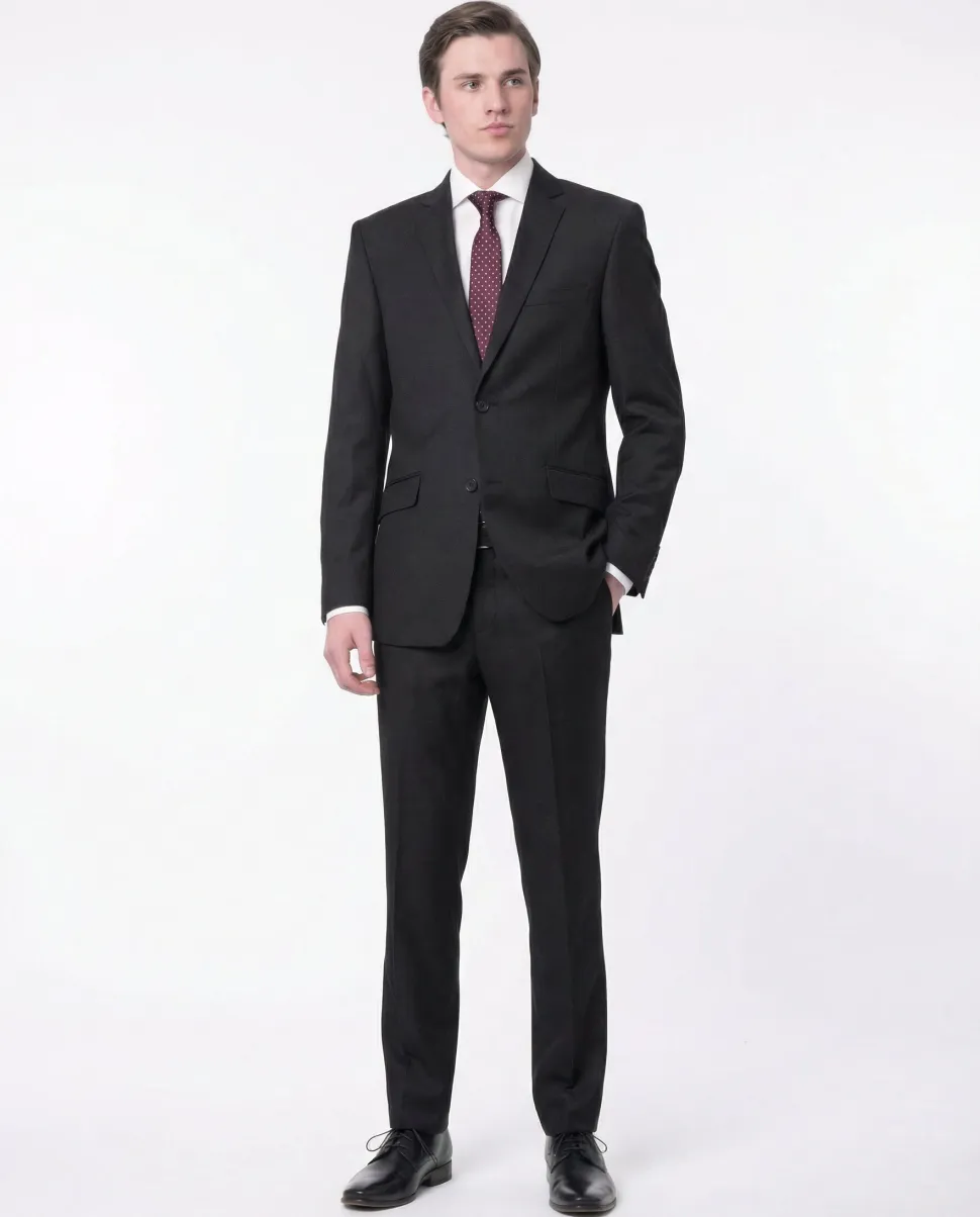 Raphael Men's Black Slim Fit Notch Two Button Suit