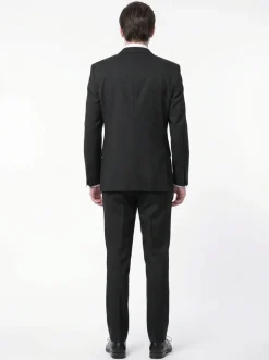 Raphael Men's Black Slim Fit Notch Two Button Suit