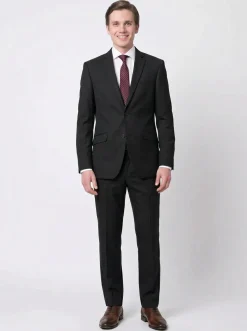 Raphael Men's Black Slim Fit Notch Two Button Suit