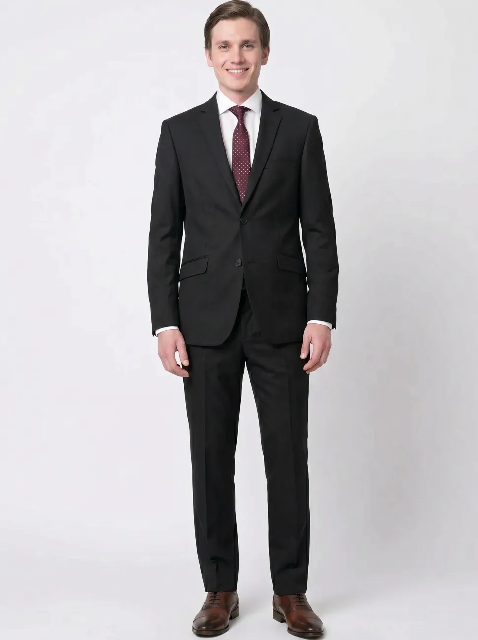 Raphael Men's Black Slim Fit Notch Two Button Suit