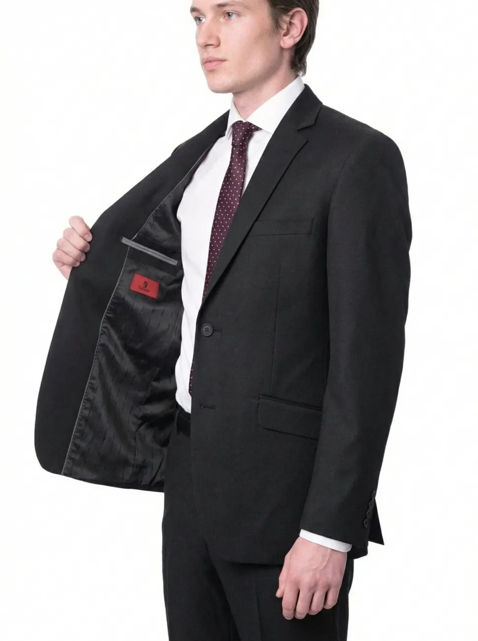 Raphael Men's Black Slim Fit Notch Two Button Suit
