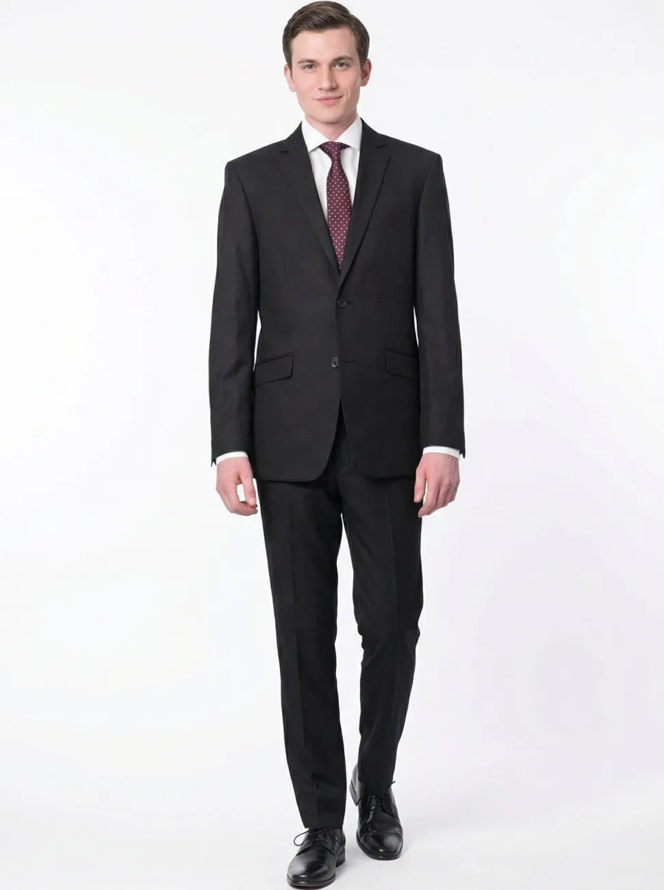 Raphael Men's Black Slim Fit Notch Two Button Suit
