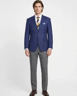 Raphael Men's Blue Plaid Wool Blend Slim Fit Blazer Sportcoat