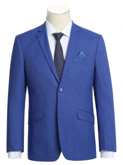 Raphael Men's Blue Textured Slim Fit Blazer Sportcoat