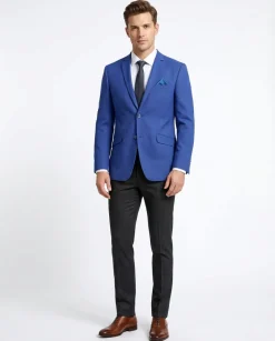 Raphael Men's Blue Textured Slim Fit Blazer Sportcoat