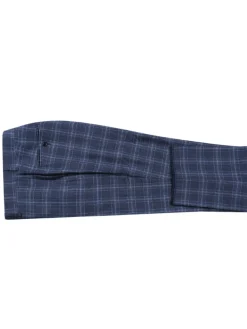 Raphael Mens Blue Windowpane Plaid Peak Lapel Slim Fit Stretch Wool Blend Suit