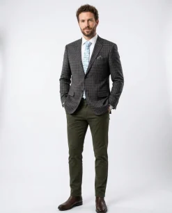 Raphael Men's Charcoal Check 100% Wool Slim Fit Blazer Sportcoat