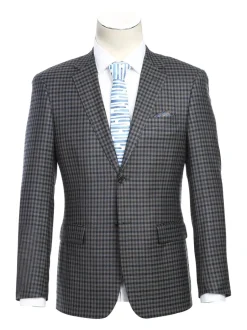 Raphael Men's Charcoal Check 100% Wool Slim Fit Blazer Sportcoat