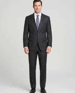 Raphael Men’s Charcoal Gray Classic Fit Notch Lapel Two-Button Wool Suit