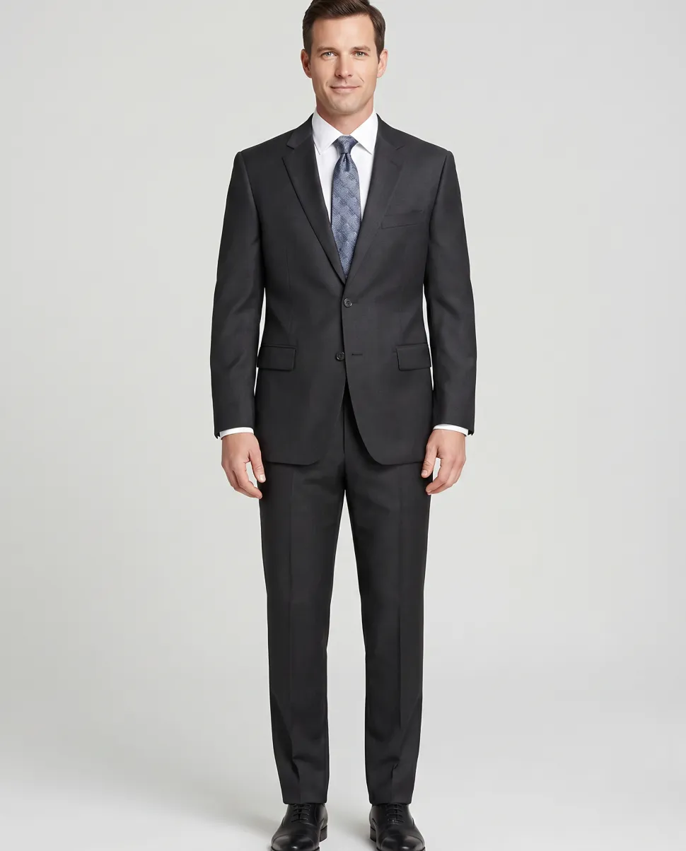 Raphael Men’s Charcoal Gray Classic Fit Notch Lapel Two-Button Wool Suit