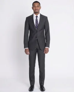 Raphael Mens Charcoal Gray Slim Fit 2 Piece Suit With Peak Lapels