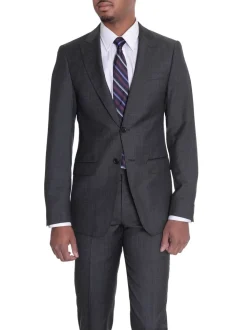 Raphael Mens Charcoal Gray Slim Fit 2 Piece Suit With Peak Lapels
