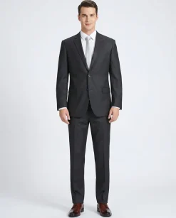 Raphael Men’s Charcoal Gray Slim Fit Notch Lapel Two-Button Wool Suit