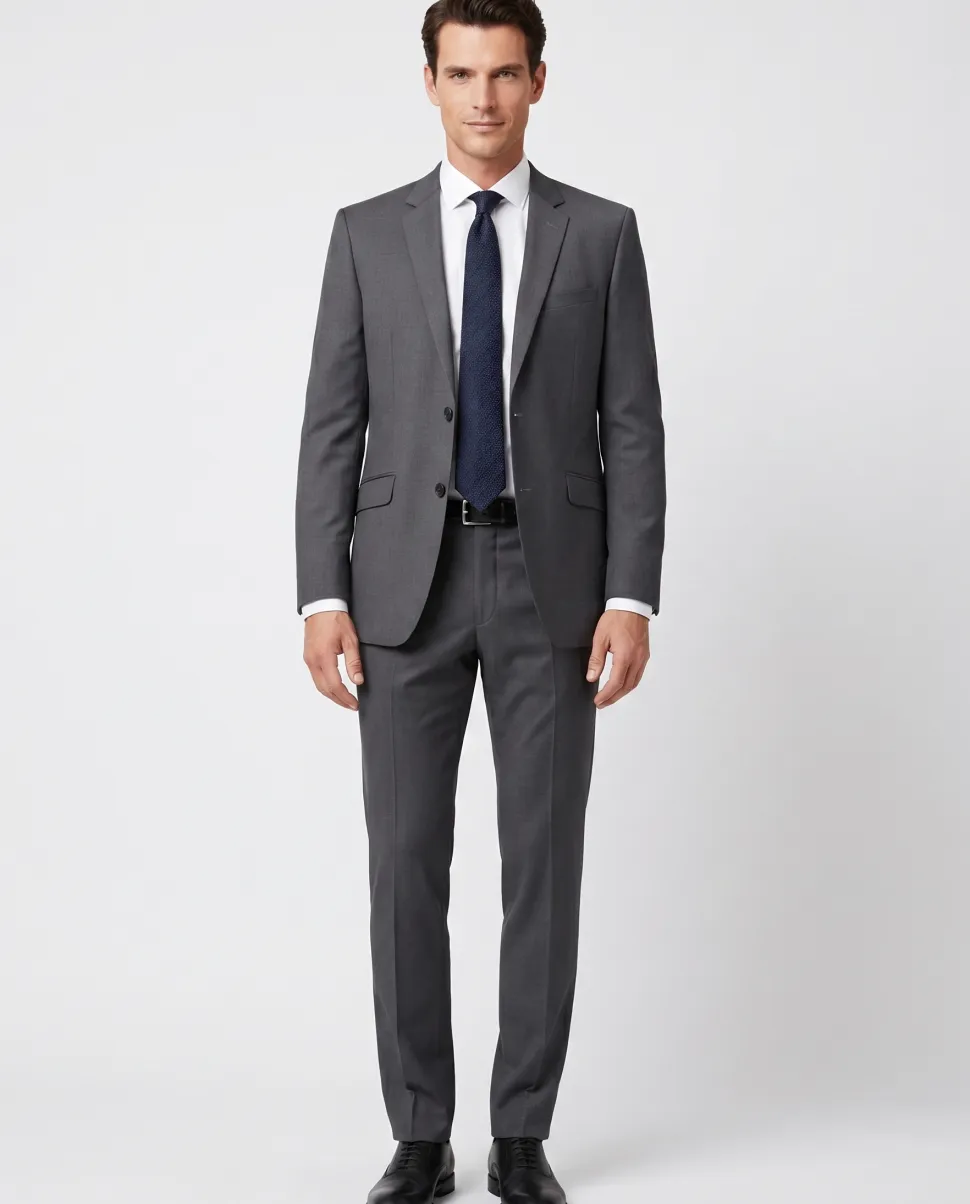 Raphael Men’s Classic Fit Charcoal Gray Notch Lapel Two Button Suit