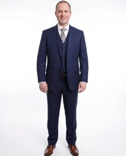 Raphael Mens Classic Fit Solid Navy Blue 2 Button 3 Piece Suit