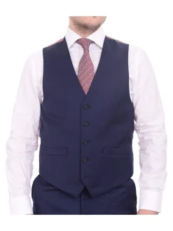 Raphael Mens Classic Fit Solid Navy Blue 2 Button 3 Piece Suit
