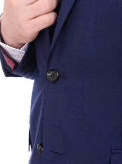 Raphael Mens Classic Fit Solid Navy Blue 2 Button 3 Piece Suit