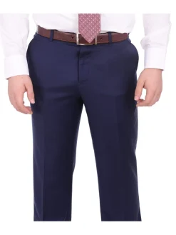 Raphael Mens Classic Fit Solid Navy Blue 2 Button 3 Piece Suit