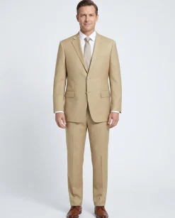 Raphael Men’s Classic Fit Tan Super 170’s Notch Lapel Wool Two Button Suit