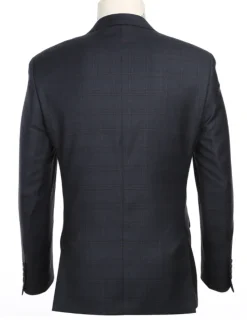 Raphael Mens Dark Navy Plaid Notch Lapel Slim Fit Wool Suit