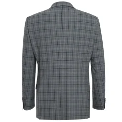 Raphael Mens Gray & Blue Windowpane Slim Fit Notch Lapel 2 Button Stretch Suit