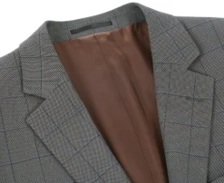 Raphael Mens Gray Check Classic Fit Stretch 2 Piece Suit