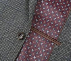 Raphael Mens Gray Check Classic Fit Stretch 2 Piece Suit