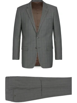 Raphael Mens Gray Check Classic Fit Stretch 2 Piece Suit
