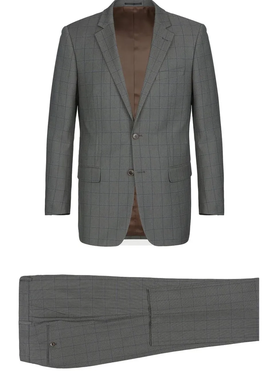 Raphael Mens Gray Check Classic Fit Stretch 2 Piece Suit