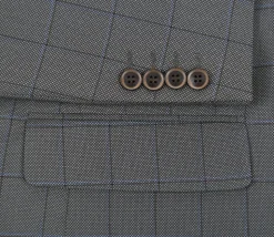 Raphael Mens Gray Check Classic Fit Stretch 2 Piece Suit