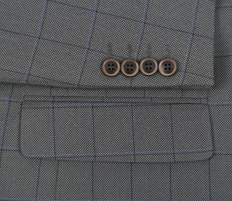 Raphael Mens Gray Check Classic Fit Stretch 2 Piece Suit