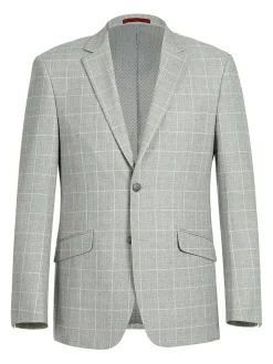 Raphael Mens Gray Check Slim Fit 2 Button Stretch Blazer Sportcoat