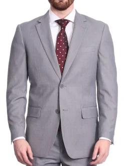 Raphael Men's Gray Regular Classic Fit Two Button Two Piece Suit