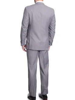 Raphael Men's Gray Regular Classic Fit Two Button Two Piece Suit