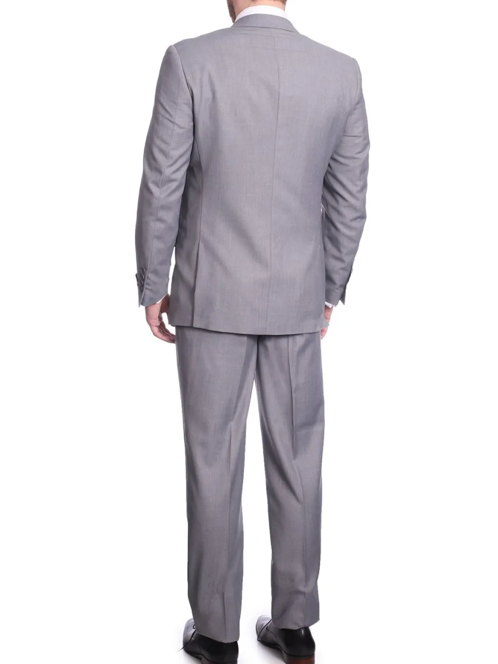 Raphael Men's Gray Regular Classic Fit Two Button Two Piece Suit